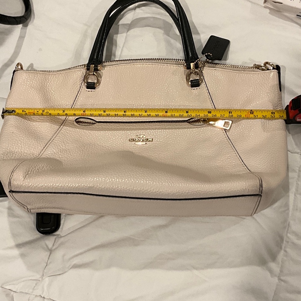 Coach Cream Tote with Black Handles - Picture 15 of 16